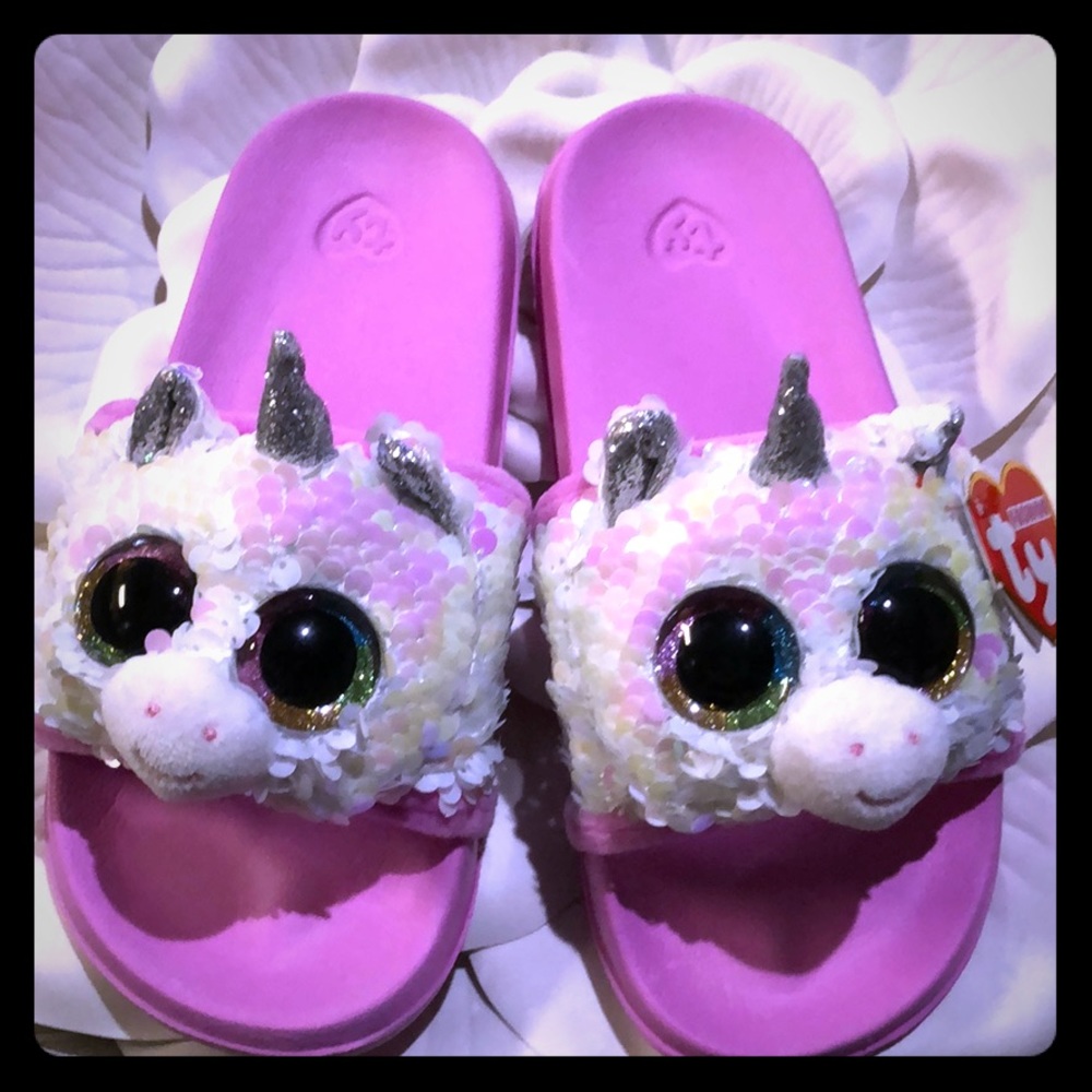 ❌❌SOLD❌❌ TY Fashion Unicorn Slippers 🌹 sz 1-3